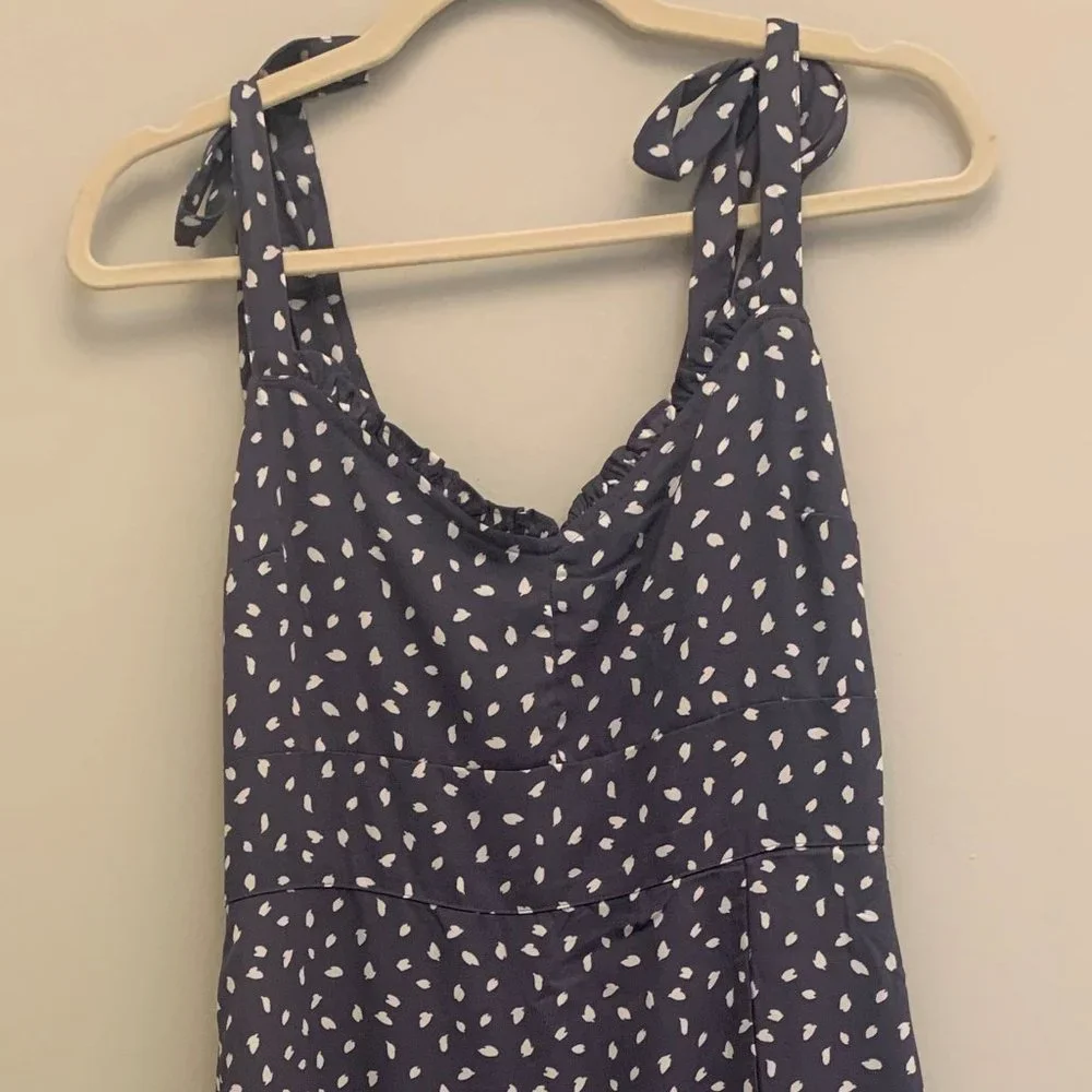 Abercrombie & Fitch Navy Polka Dot Midi Dress - Picture 3 of 5